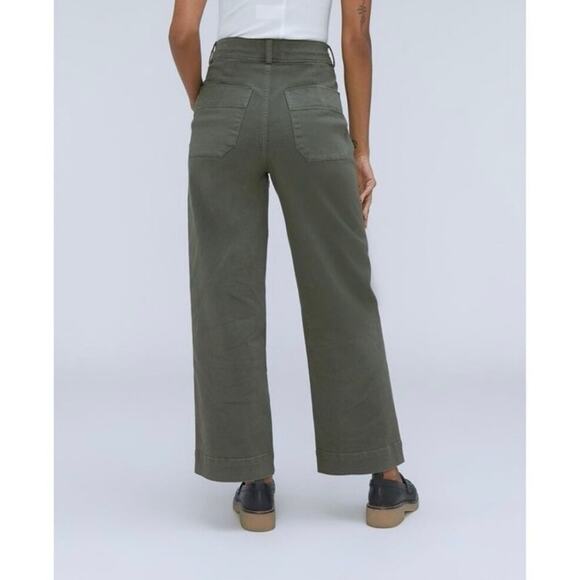 Everlane The Organic Cotton Crop Wide-Leg Pant High Rise Olive Size 6 - Picture 2 of 10